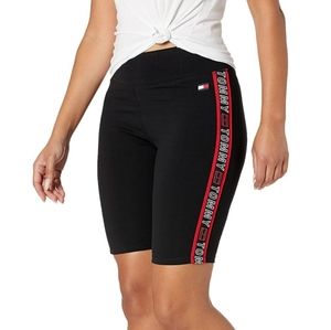 Tommy Hilfiger Sport Biker Shorts Size Small Black High Waistband Flatering Fit